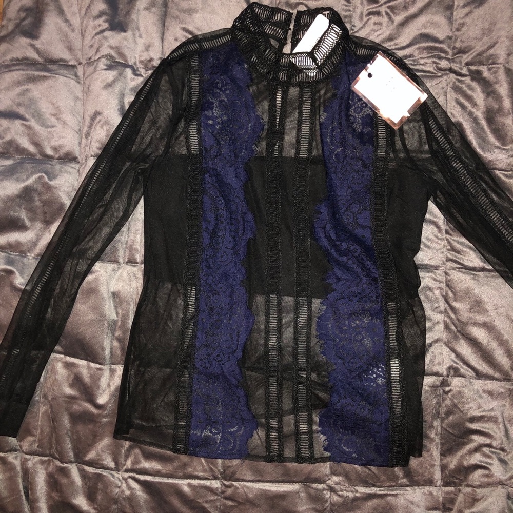 See through lace blouse